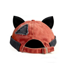 (Wine)Retro Cat Ear Cap For Women With Breathable Cotton Material Summer Sunshade Casual Style