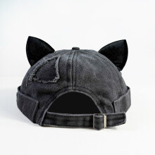 (Black)Retro Katzenohr Kappe für Damen mit atmungsaktivem Baumwollmaterial Sommer Sonnenschutz Freizeit Style