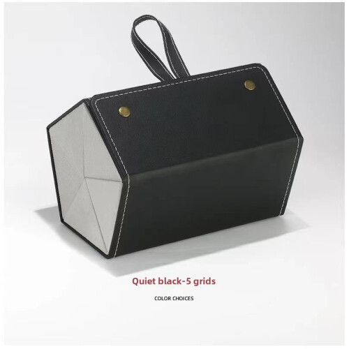 (Black 6Grid)Hanrafted Leather Glassecase With Multiple Slots And Soft Inner Daily Storage
