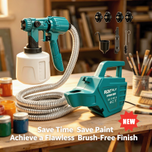 AC Electric Split Spray Gun, Paint Sprayer, 3 Spray Shapes & 4 Nozzles