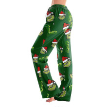 (XL, Dark Green) Women's Grinch Pajama Pants Casual Drawstring Elastic Waist Pants Comfortable Straight Yoga Loose Pants
