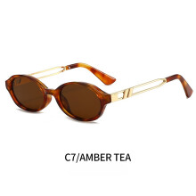 (1pcs, C7) Modische ovale Damensonnenbrille mit Metallbügelakzenten - Mehrere Farboptionen