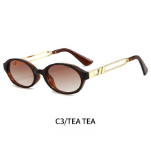 (1pcs, C3) Modische ovale Damensonnenbrille mit Metallbügelakzenten - Mehrere Farboptionen