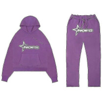 (XXL, purple) Tracksuit Mens Y2k Loose Casual Jogging Suit Nofs Printed Streetwear Hoodie Sweatpants Set