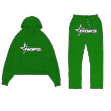 (S, green) Tracksuit Mens Y2k Loose Casual Jogging Suit Nofs Printed Streetwear Hoodie Sweatpants Set