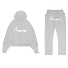 (M, grey) Tracksuit Mens Y2k Loose Casual Jogging Suit Nofs Printed Streetwear Hoodie Sweatpants Set