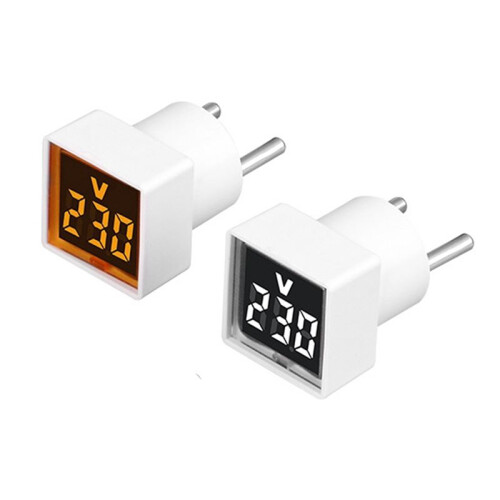 Digital Voltmeter Square AC220V Square Voltage Tester with LED Display and Indicator Light EU Plug White 2