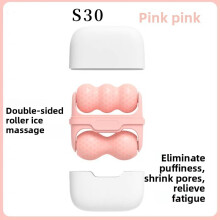 (Pink)Dispositivo compacto de rejuvenescimento facial com rolo frente e verso para refrescante de pele