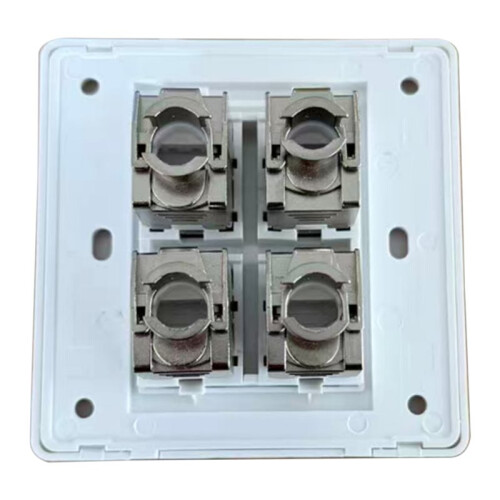 4 Sockets CAT6A RJ45 Faceplate LAN Network Outlet Jack Shielded Ethernet Wall Panel Board 86x86mm Network Installation