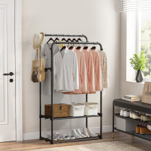Double Rod Metal Clothes Rack, Freestanding Clothing Rail