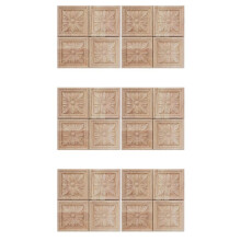 24Pcs Wood Carved Applique Onlay Carving Checkered Unpainted Flower Pattern Decal for Cabinet Door Furniture Decoration