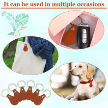 50Pcs DIY Leather Keychains Brown Blank Key Fob Rivets Keychain for Car Key Home Door Key Small Decoration Homemade Gift
