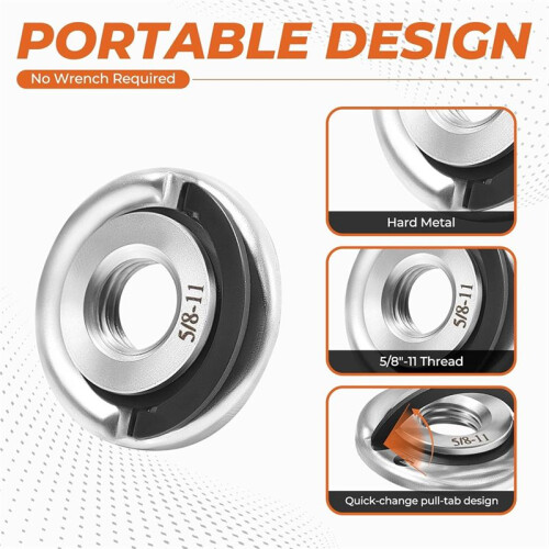 Angle Grinder Adapter Kit with Change Angle Grinder Nut,Suitable for 5/8 Inch-11 Thread XLOCK Angle Grinder,Conversion 2