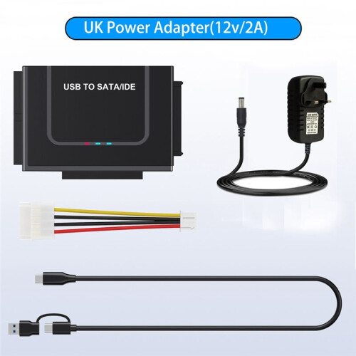 USB to /IDE Adapter  USB Hard Drive Cable Adapter for 2.5inch and 3.5inch  Solid State Disk UK Plug 1