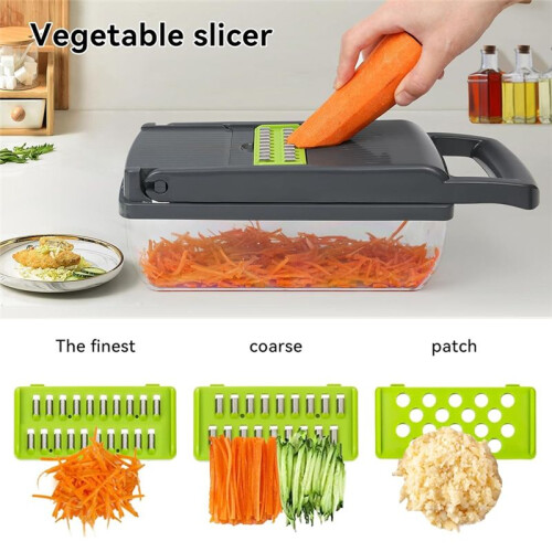 16 in 1 Vegetable Cutter with Container Home Kitchen Multi-Function Vegetable Cutter Portable Easy to Clean 1