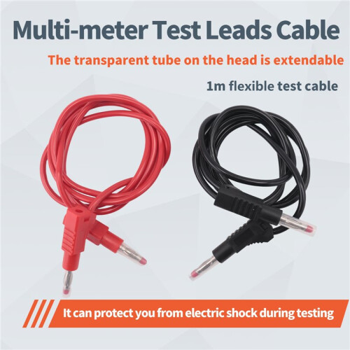 2Pcs Multi-meter Test Leads Cable Jumper Wire  Security 4mm Banana Plug Retractable Test Tool Red Black 1