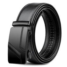 (170cm) 105 150 140 130 160 170cm Large Plus Size Men's Belt PU Brand Fashion Automatic Simple Buckle Black PU Leather Belt 3.5cm WidthBelts