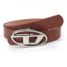 (Brown) Women's Belts American Vintage Silver Buckle D Oval Metal Buckle PU Leather Retro Belt Jeans Pants DecorationBelts