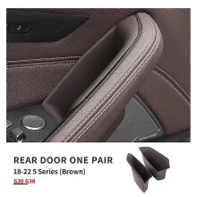 (Rear Brown 2pc) Car Front Door Handle Storage Box For BMW 18-22 5series G30 G38 Rear Door Handle Phone Sundries Holder Origanizer Accessories
