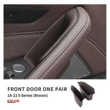 (Front Brown 2pc) Car Front Door Handle Storage Box For BMW 18-22 5series G30 G38 Rear Door Handle Phone Sundries Holder Origanizer Accessories
