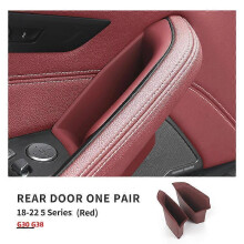 (Rear Red 2pc) Car Front Door Handle Storage Box For BMW 18-22 5series G30 G38 Rear Door Handle Phone Sundries Holder Origanizer Accessories