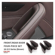 (4pcs Brown) Car Front Door Handle Storage Box For BMW 18-22 5series G30 G38 Rear Door Handle Phone Sundries Holder Origanizer Accessories