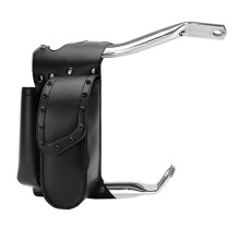 (left (brake side)) Motorcycle Saddle Bag Leather Crash Bar Saddlebag Guard Bag Waterproof Water Bottle Holder For Road King For Electra Glide