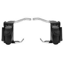 (One pair) Motorcycle Saddle Bag Leather Crash Bar Saddlebag Guard Bag Waterproof Water Bottle Holder For Road King For Electra Glide