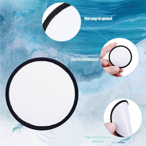 64 Pieces Sublimation Patch Blanks Quality Fabric Iron- Circular Blank Patch for Clothes, Hats, Uniforms, Backpacks 1