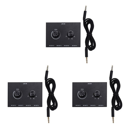 3X 4 Port Audio , 3.5mm Audio Switcher, Stereo AUX Audio Selector, 4 Input 1Output/1Input 4 Output Switcher Box