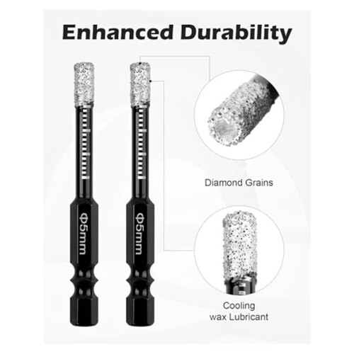 10Pcs Dry Diamond Drill Bits Set,3/16In Hex ShankTile Core Drill Bit for Tile Ceramic GraniteMarble Stone Hard Materials 2