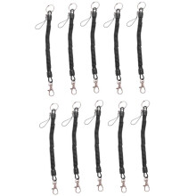 10X Lobster Clasp Black Spring Stretchy Coil Cord Strap Keychain Key Chain Rope