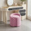 Living And Home Pinkish Purple Teddy Fleece Round Curved Back Vanity Stool 2