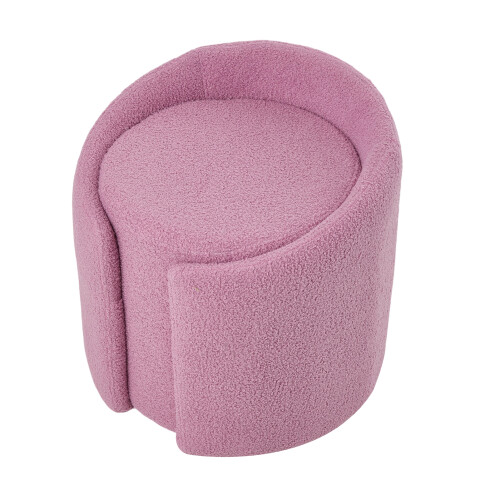 Living And Home Pinkish Purple Teddy Fleece Round Curved Back Vanity Stool 2
