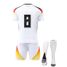(XXXL(200-210CM)) Weisses Fussball Trainingsset Nationalteam Stil mit Name und Nummer 8 fuer Erwachsene Kinder