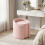 Living And Home Light Pink Teddy Fleece Round Curved Back Vanity Stool 1
