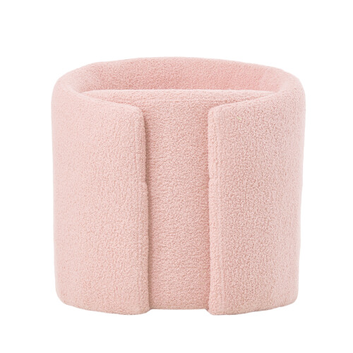 Living And Home Light Pink Teddy Fleece Round Curved Back Vanity Stool 2