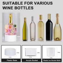 Molde de Balde de Gelo, Molde de Gelo Acrílico DIY para Resfriar Garrafa de Vinho, Molde de Balde de Gelo DIY para Vinho, Champanhe e Coquetéis