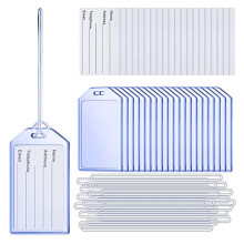 40 Stuks Duidelijke Plastic Bagagetags met Lussen Zware PVC Tag Koffers Identificatie ID Kaart met Kaartinvoeging