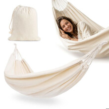 Hamaca bohemia beige - Hypermotion - 200 x 150 cm - Suave y transpirable - Fácil de colgar