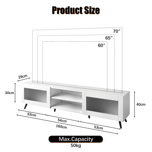 White TV Stand for 32-70 Inch TVs 2
