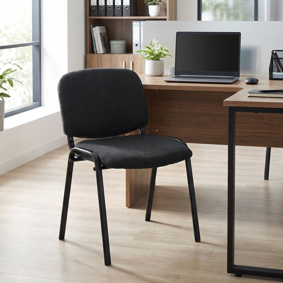 Homcom Meeting Chair With Stackable, Padded Seat, Black