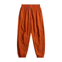 (Orange,M)Acu Mens Summer Thin Nylon Casual Trousers With Cuffed Hem And Design Breathable