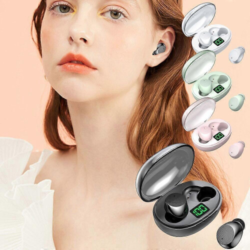 (One Size, White) Wireless Bluetooth Headphones In Ear Stereo Earbuds LED Digital Charging Case