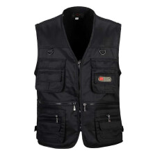 (3XL, Black) Men's Casual Outdoor Work Safari Fishing Travel Photo Cargo Vest Multi Pockets