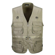 (XL, Kahki) Men's Casual Outdoor Work Safari Fishing Travel Photo Cargo Vest Multi Pockets