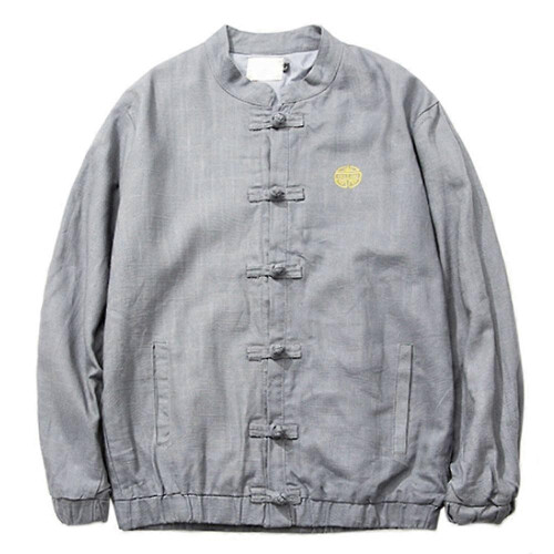 (5XL, grey) Vintage Single-breasted Flax Man Plus Size Coat
