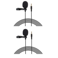 2Pcs Lavalier Lapel Microphones 3.5mm Connector Lavalier Microphone for Cameras/Desktop Computers/Sound Cards