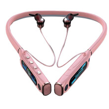 Extra Long Playback Sports Earphone with Microphon Neck Hanging Running Stereo Lcd Display Headset