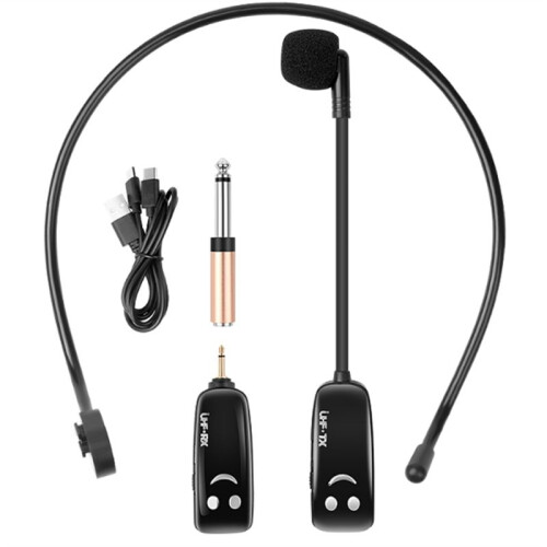 UHF Wireless Microphone  Wearing Headset Digital Display Mic Headset Little Bee Loudspeaker Teaching Microphone 1